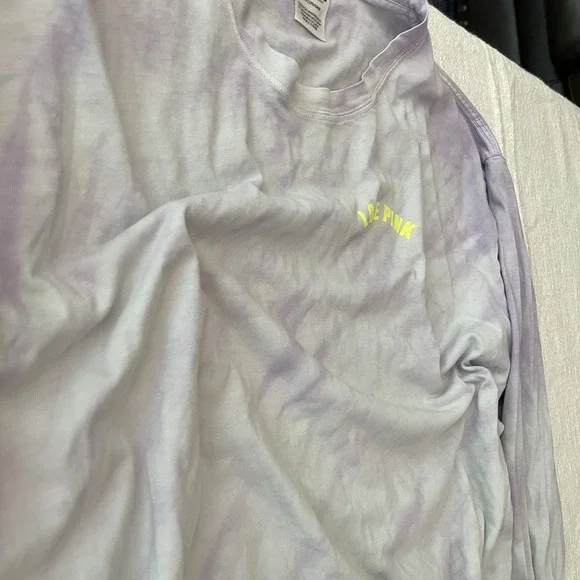 Victoria Secret PINK Campus T Shirt Purple Tie Dye Long Sleeve Women's Large - Picture 6 of 6